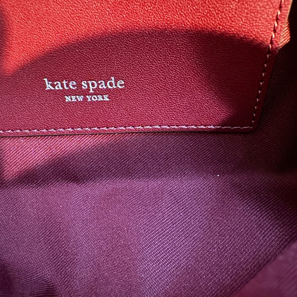 Kate Spade New York Crushed Leather Clutch Wristlet Brown Rare - Picture 6 of 7